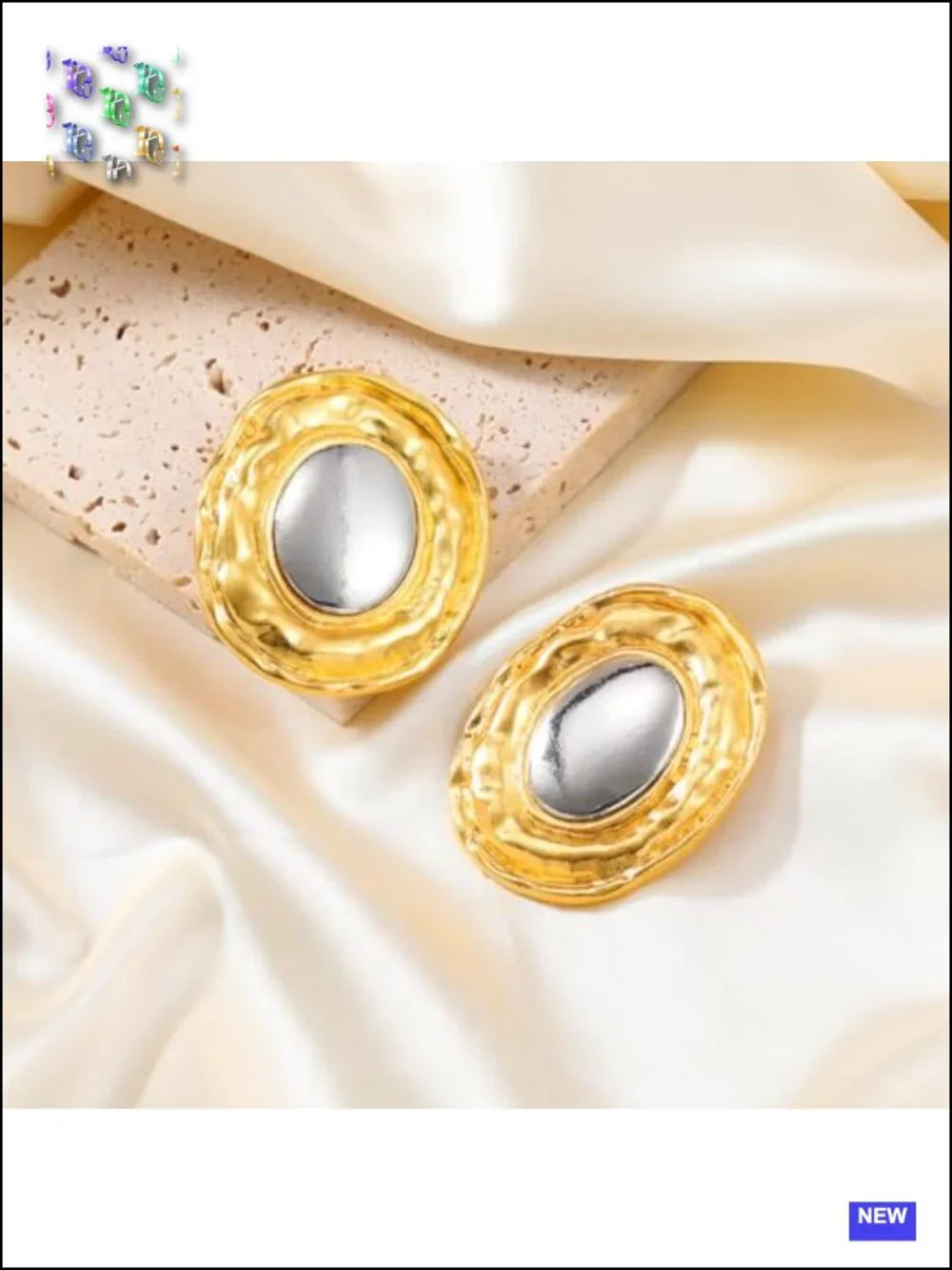 Chunky Statement Drop Dangle Earrings Oval Pebble Shape Irregular Geometric